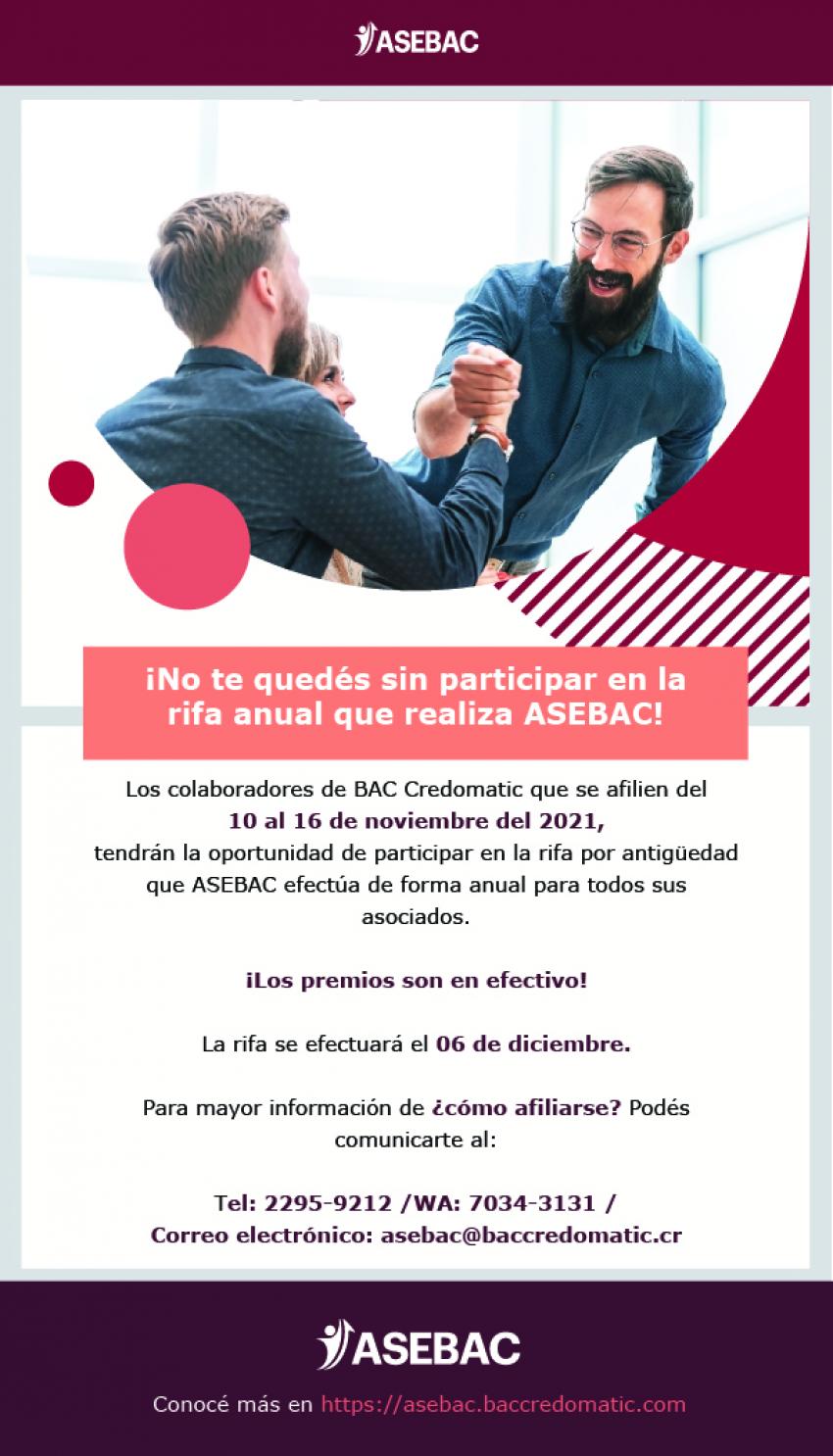 ¡No te quedés sin participar en la rifa anual que realiza ASEBAC!