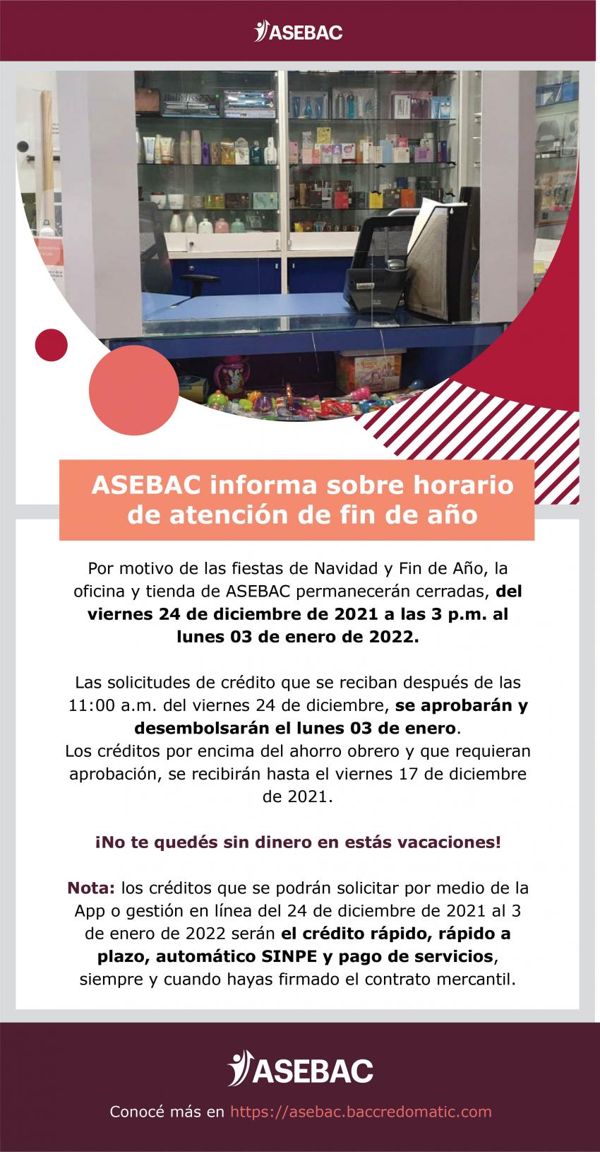 Horario atención fin de año 2021