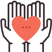 ícono de 2 manos juntas, mostrando un corazón en el medio